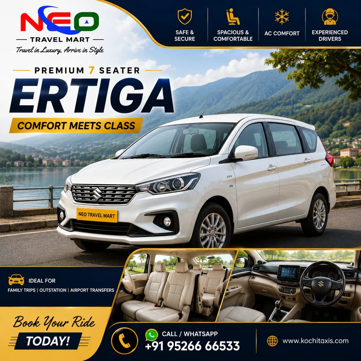 Suzuki Ertiga rental in Kochi Kerala by Neo Travel Mart