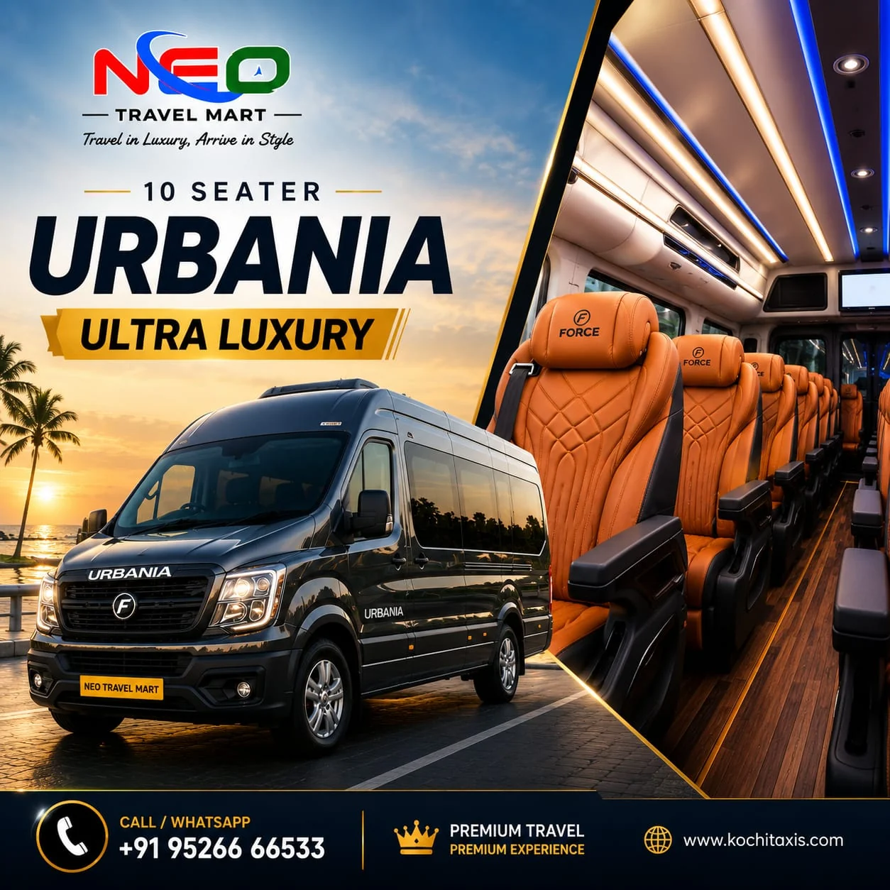 Force Urbania rental in Kochi Kerala by Neo Travel Mart