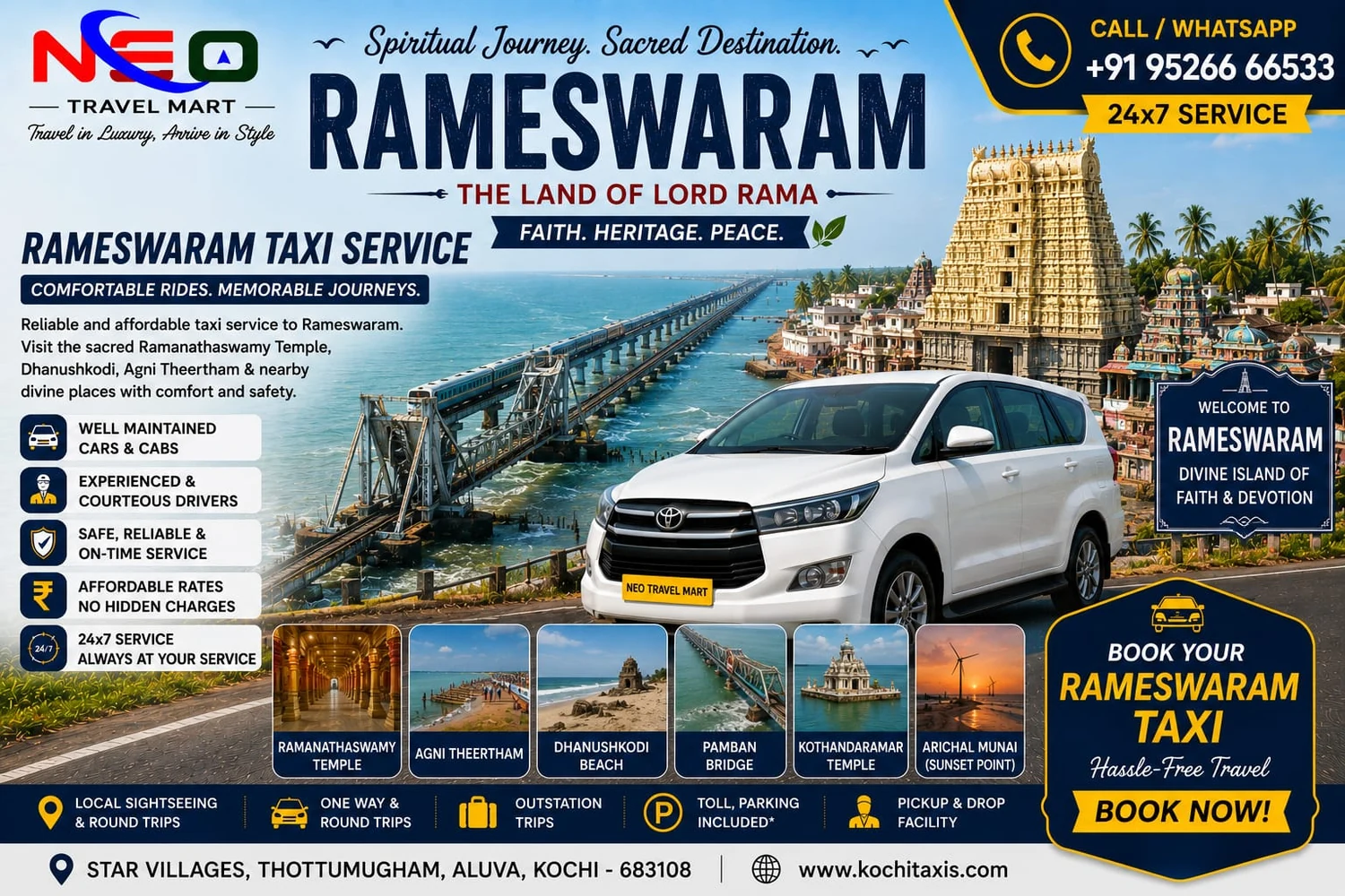 Rameswaram taxi service poster by Neo Travel Mart